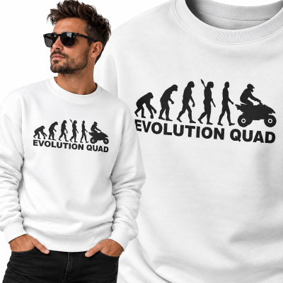 BLUZA ŚMIESZNA EVOLUTION QUAD BIAŁA
